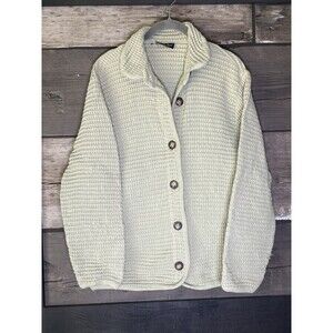 Vintage 1990 Waffle Knit Jacket Buttons Green Women’s Light Medium Classic